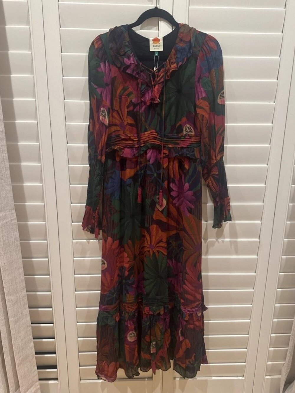 Farm Rio Bird Flowers Maxi Dress Women's Size Medium NWT - Picture 2 of 5